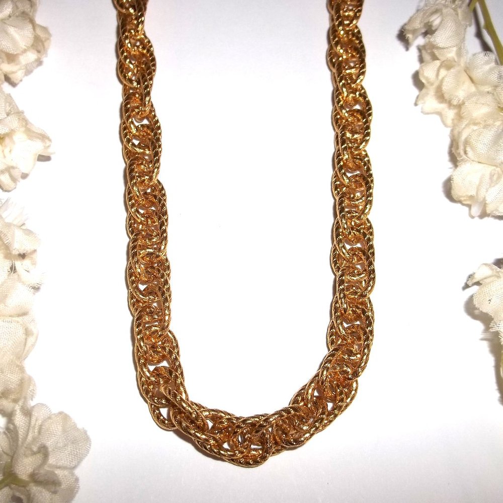 Vintage Jewelry Long 30 Inch Gold Toned Chain Unisex Man Woman Chunky Retro C421